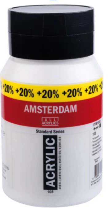 Acrylique fine Amsterdam Blanc de Titane pot de 500ml + 100ml gratuit - Edition limitée