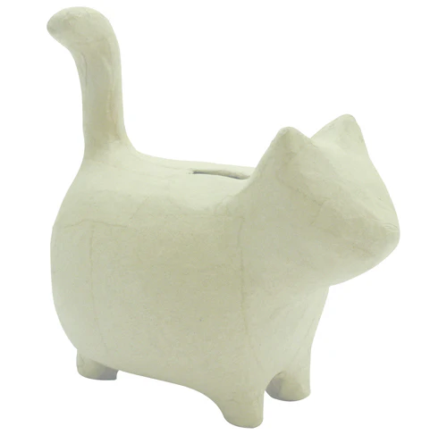 Tirelire chat en papier maché à décorer 14 x 8.5 x 15 cm