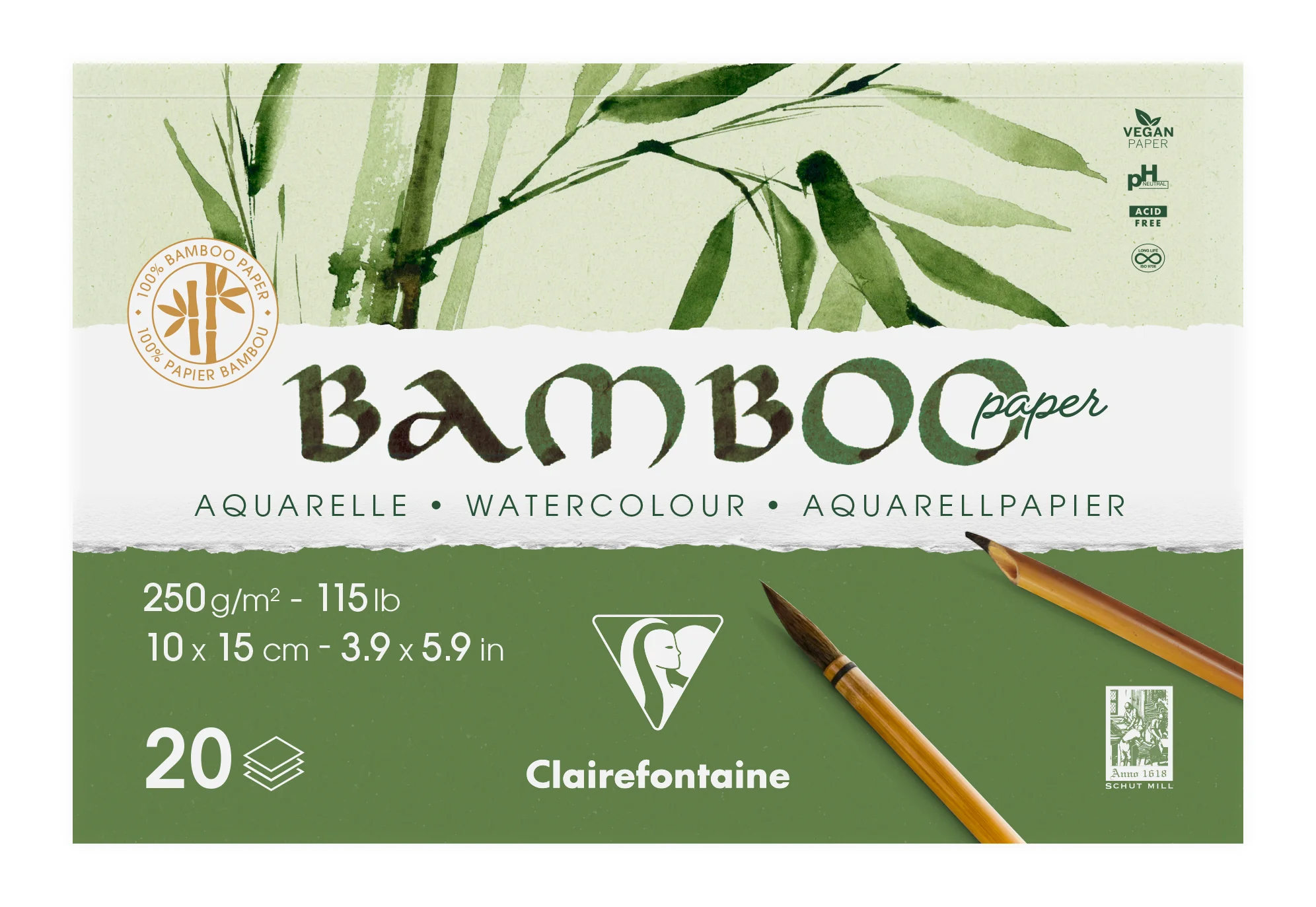 Bloc aquarelle Bamboo 250g/m² collé 1 côté - Image 2