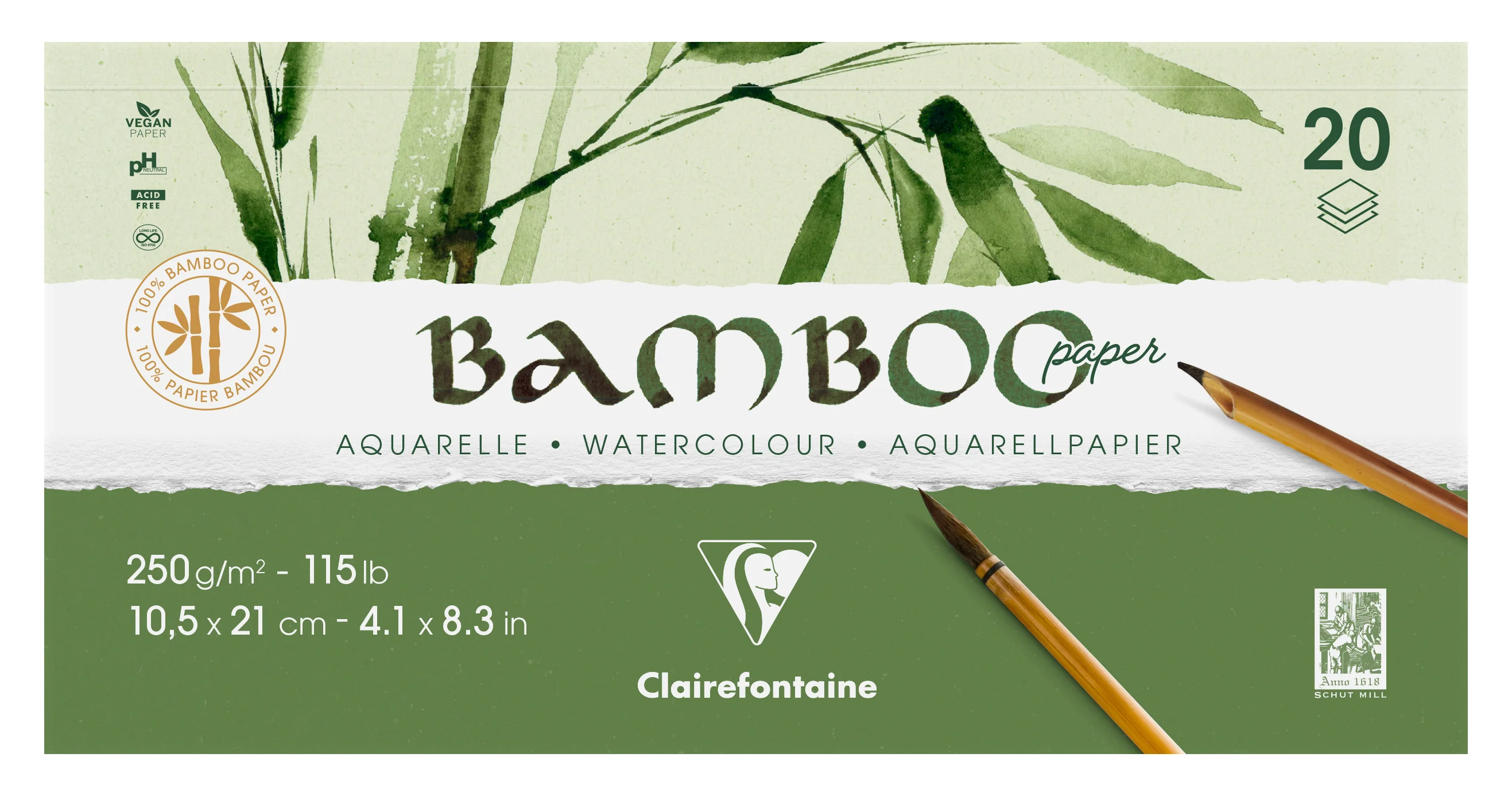 Bloc aquarelle Bamboo 250g/m² collé 1 côté - Image 3