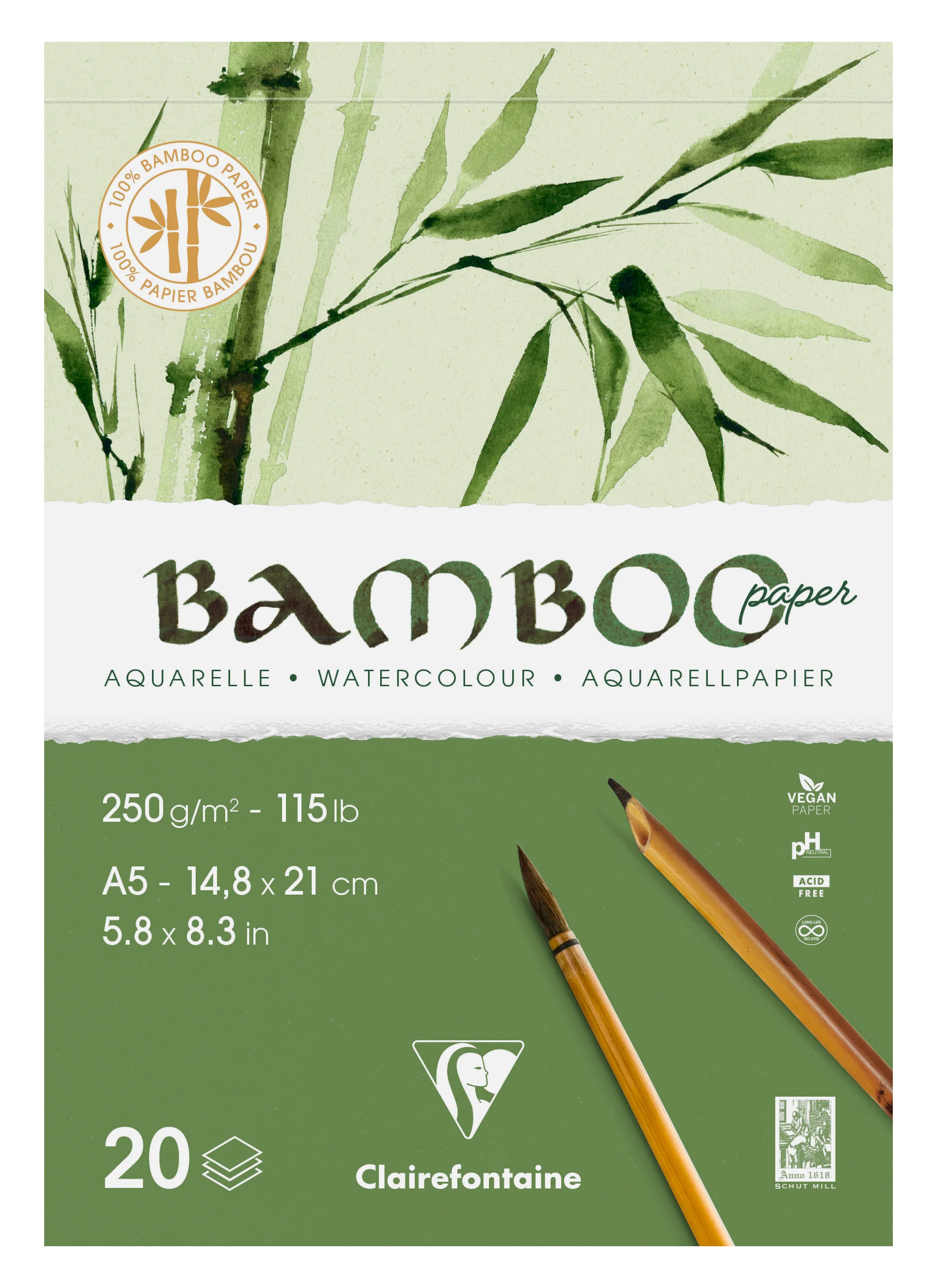 Bloc aquarelle Bamboo 250g/m² collé 1 côté - Image 4