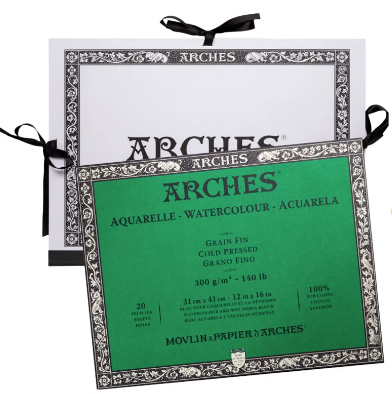 Bloc Arches 31 x 41 cm - 300g/m²- Grain Fin - 20 feuilles + 1 carton é dessin offert - Canson