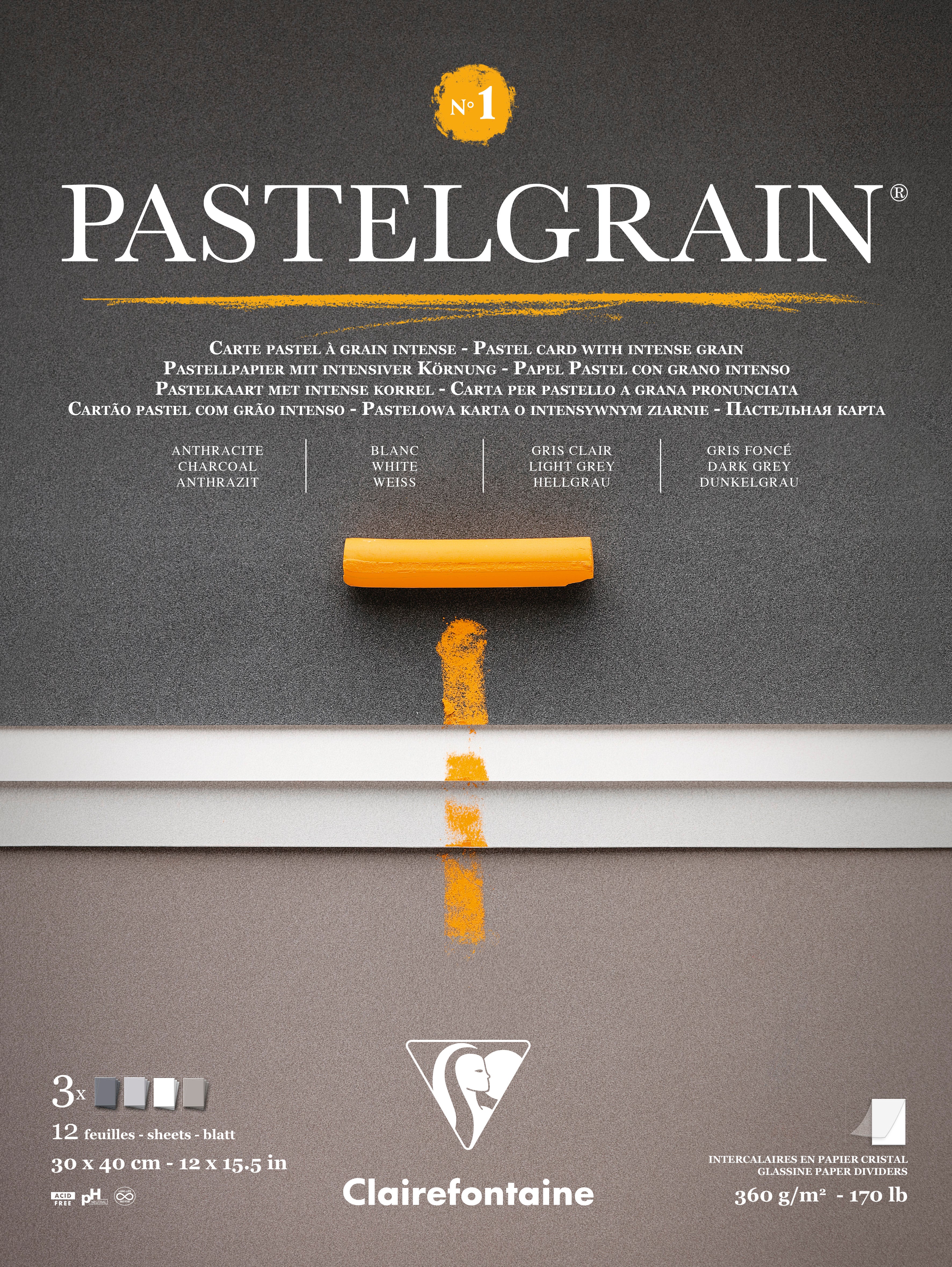 Bloc PastelGrain n°1 - 12 feuilles - 360gr - Assortiment teintes grises - 3 formats - Image 3
