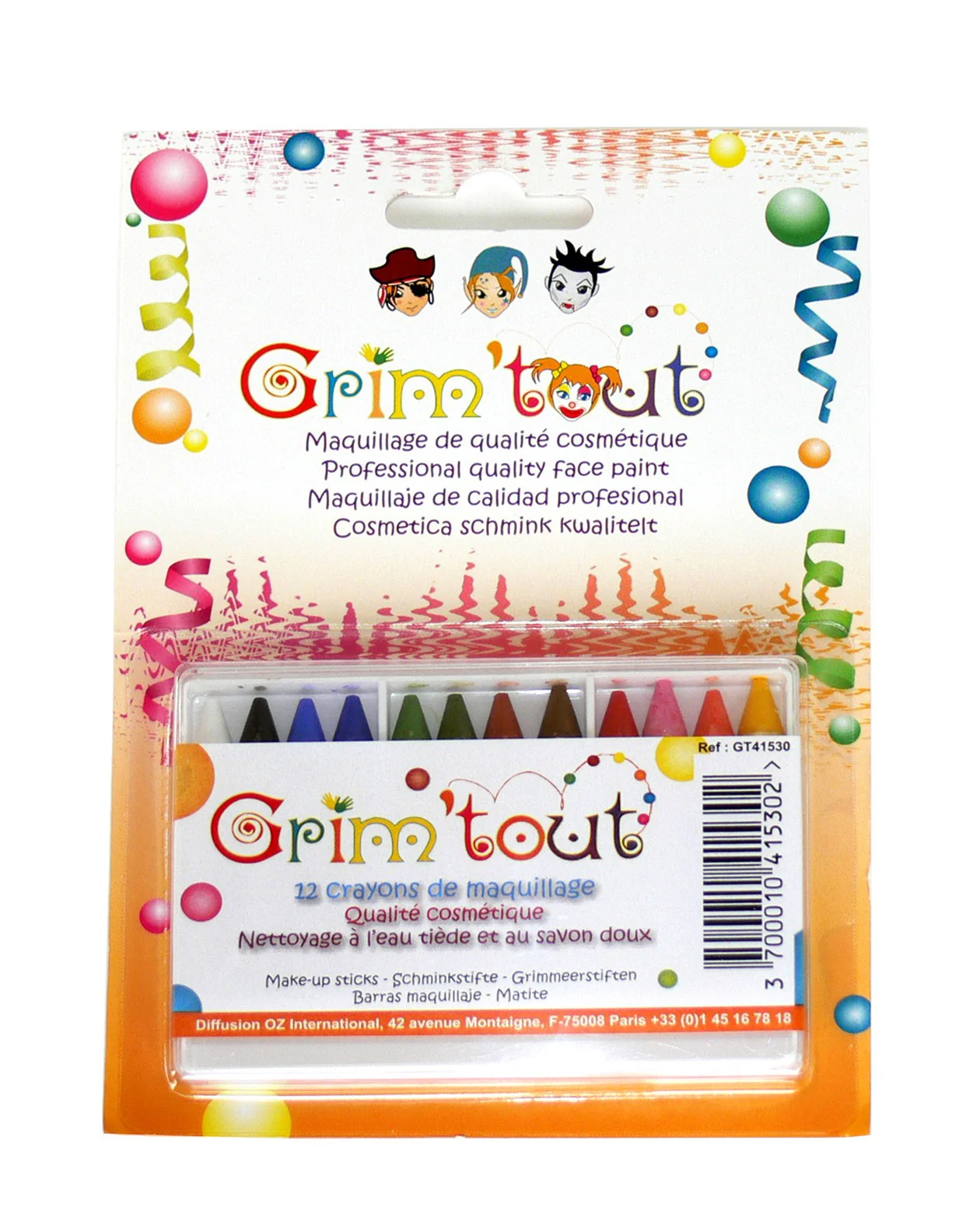 Boite de 12 crayons assortis grim'tout