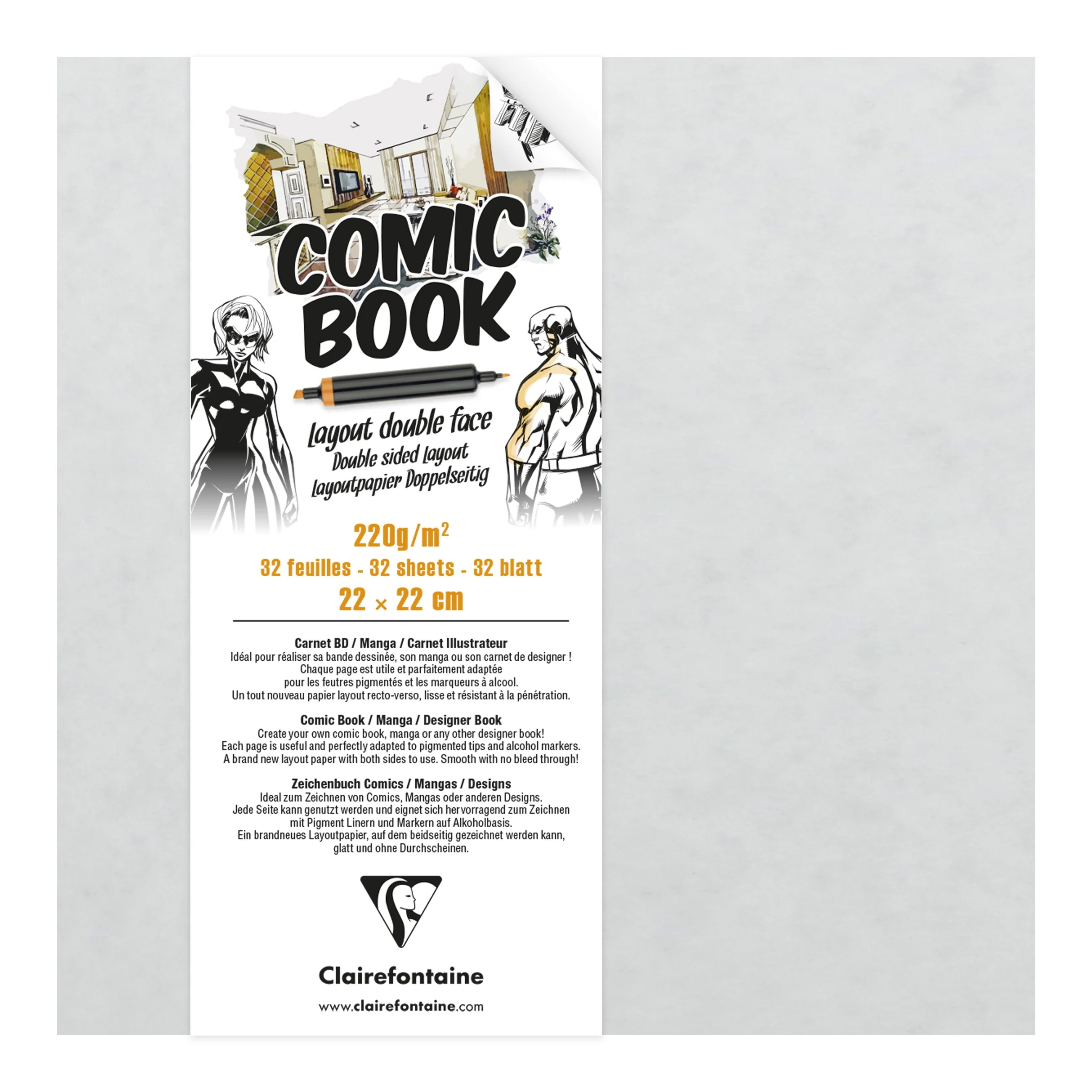 Carnet papier comic book 32 feuilles