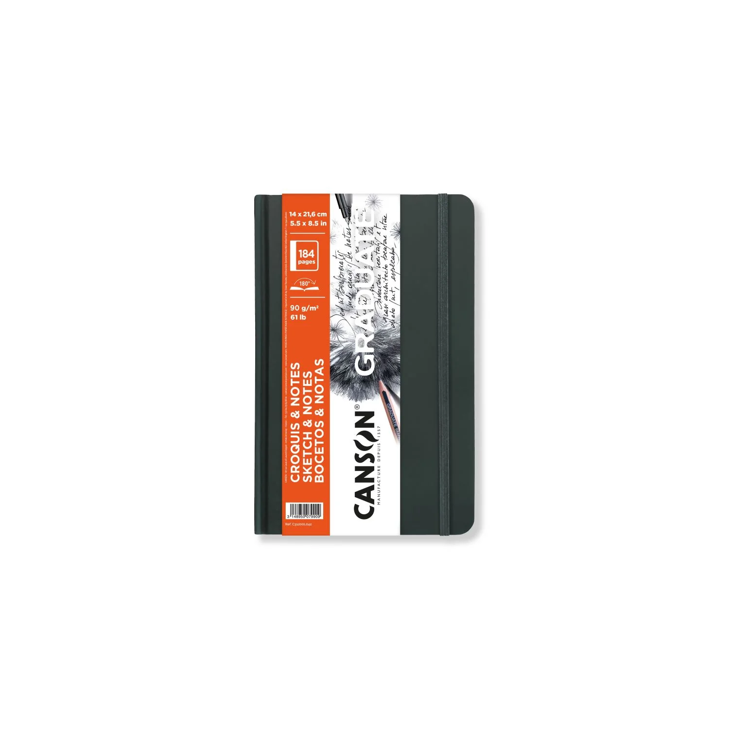 Carnet graduate Sketch & notes 14 x 21 cm-92 feuilles-90gr -couverture rigide-3 couleurs au choix