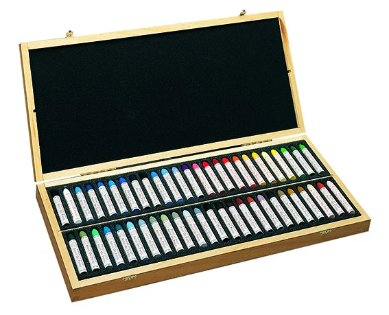 Coffret bois de 50 pastels Ă l'huile