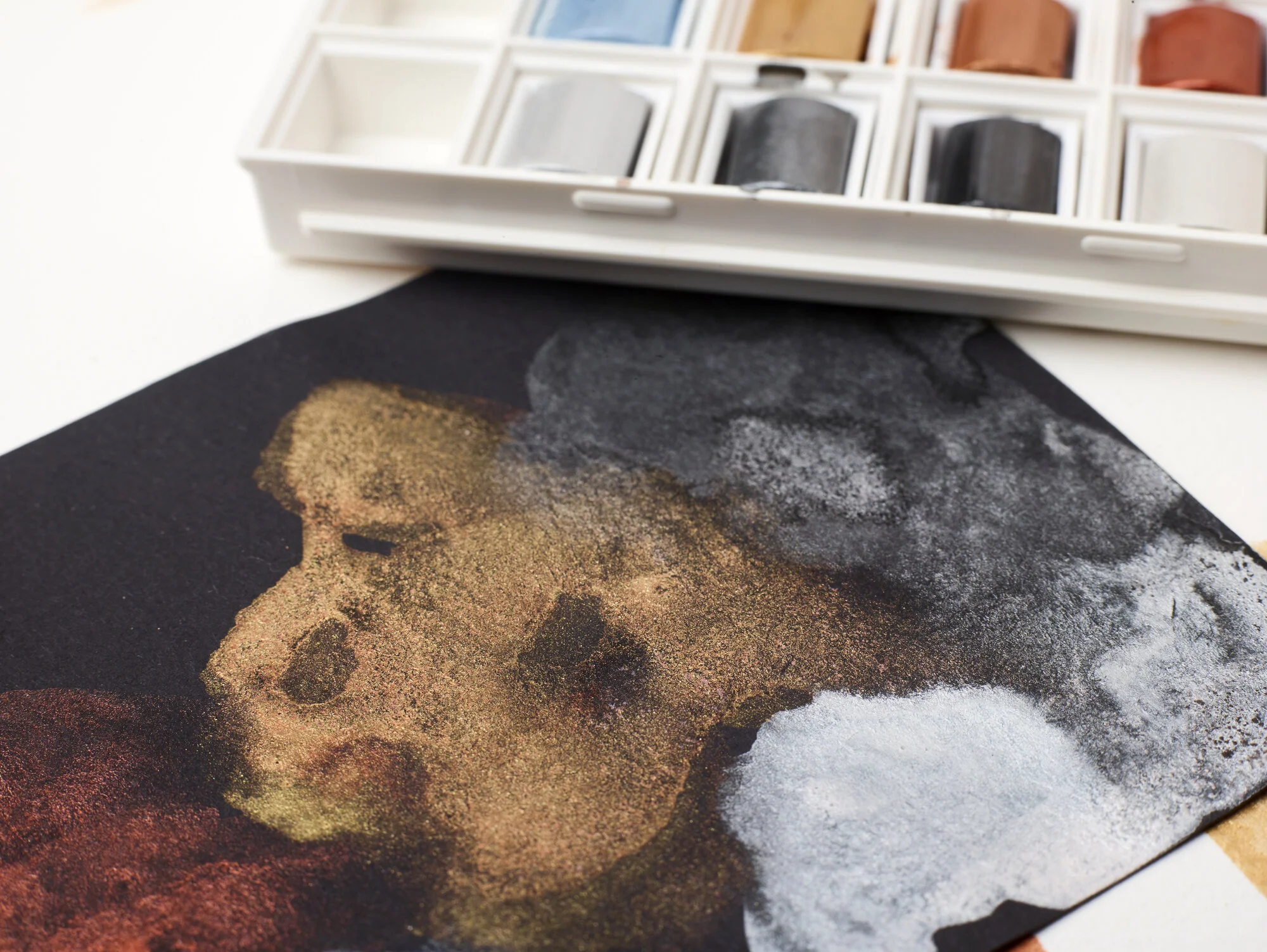 Peinture aquarelle Cotman Winsor & Newton 8 1/2 godets "Couleurs Métalliques" - Image 4