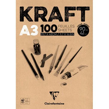Bloc kraft brun encollé 100 feuilles 90g A3