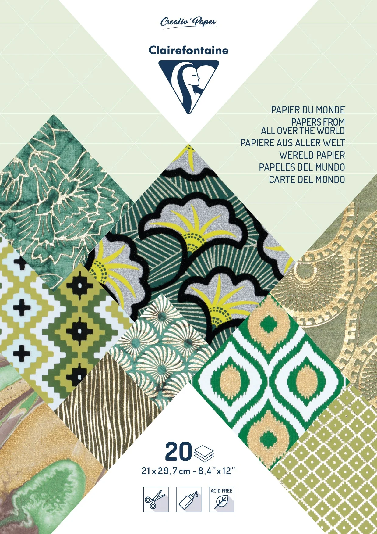Blocs papiers du Monde 20 feuilles A4 80g/m² Vert