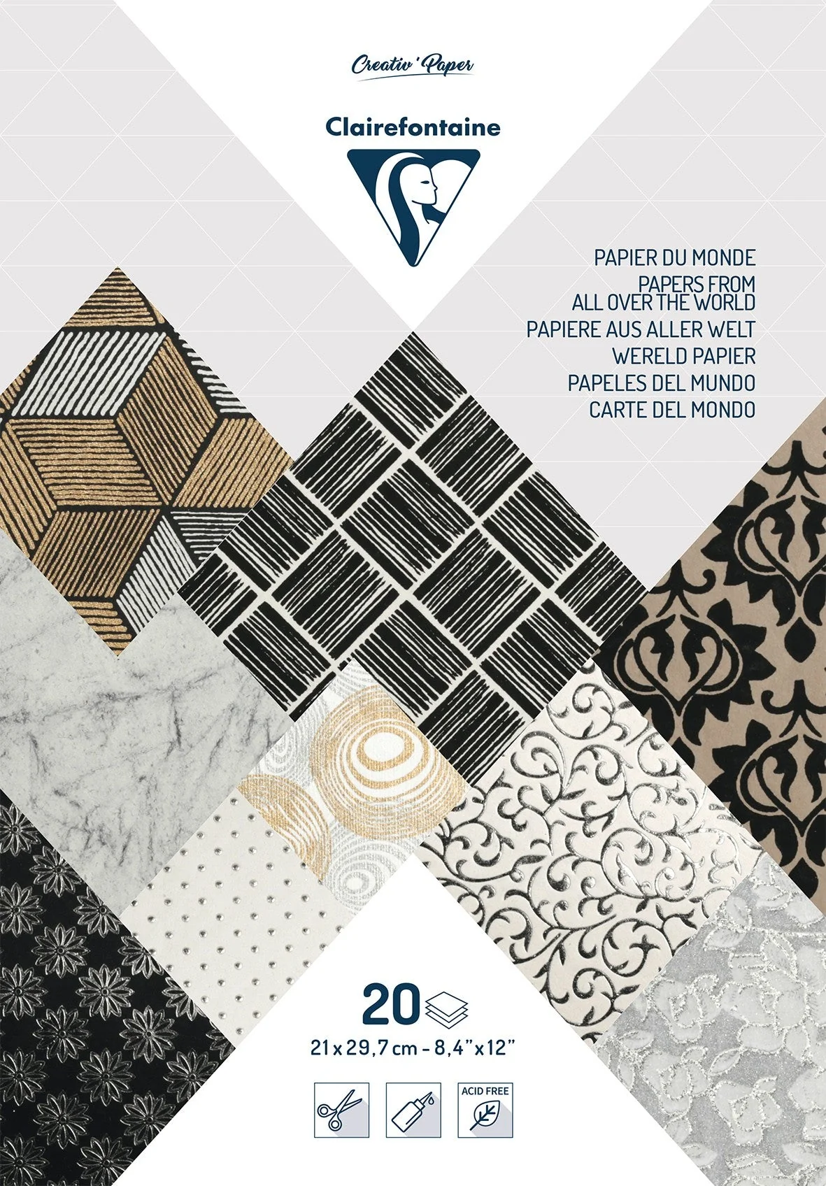 Blocs papiers du Monde 20 feuilles A4 80g/m² Noir / Blanc
