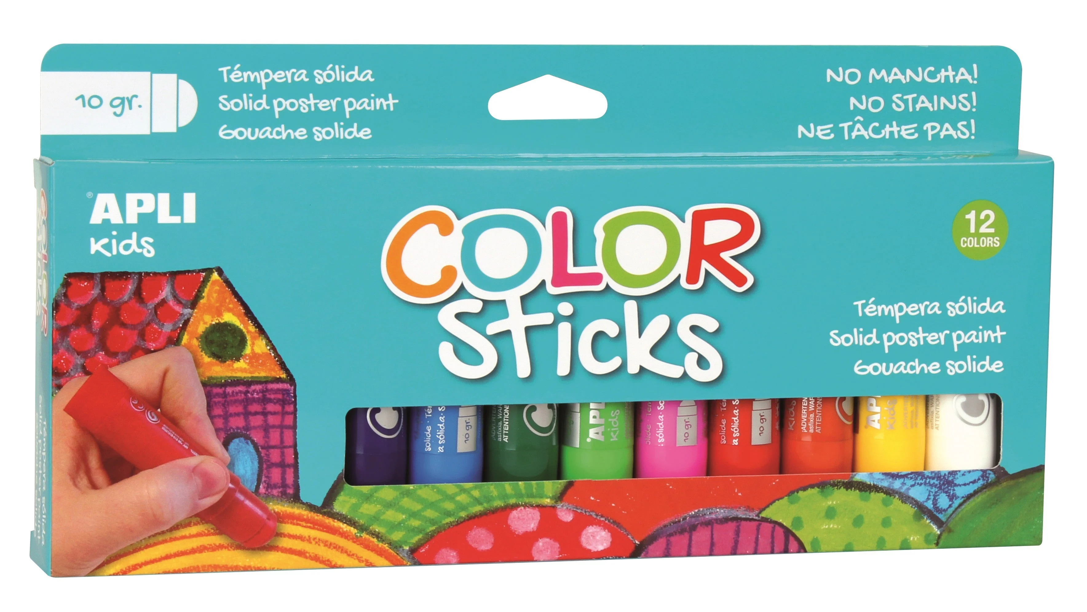 Gouache solide en stick 12 tubes de 10g assortis