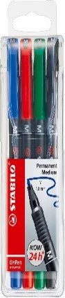 Pochette de 4 Marqueurs OHPEN permanent noir/bleu/rouge/vert 0.4mm, 0.7mm et 1mm - Image 3
