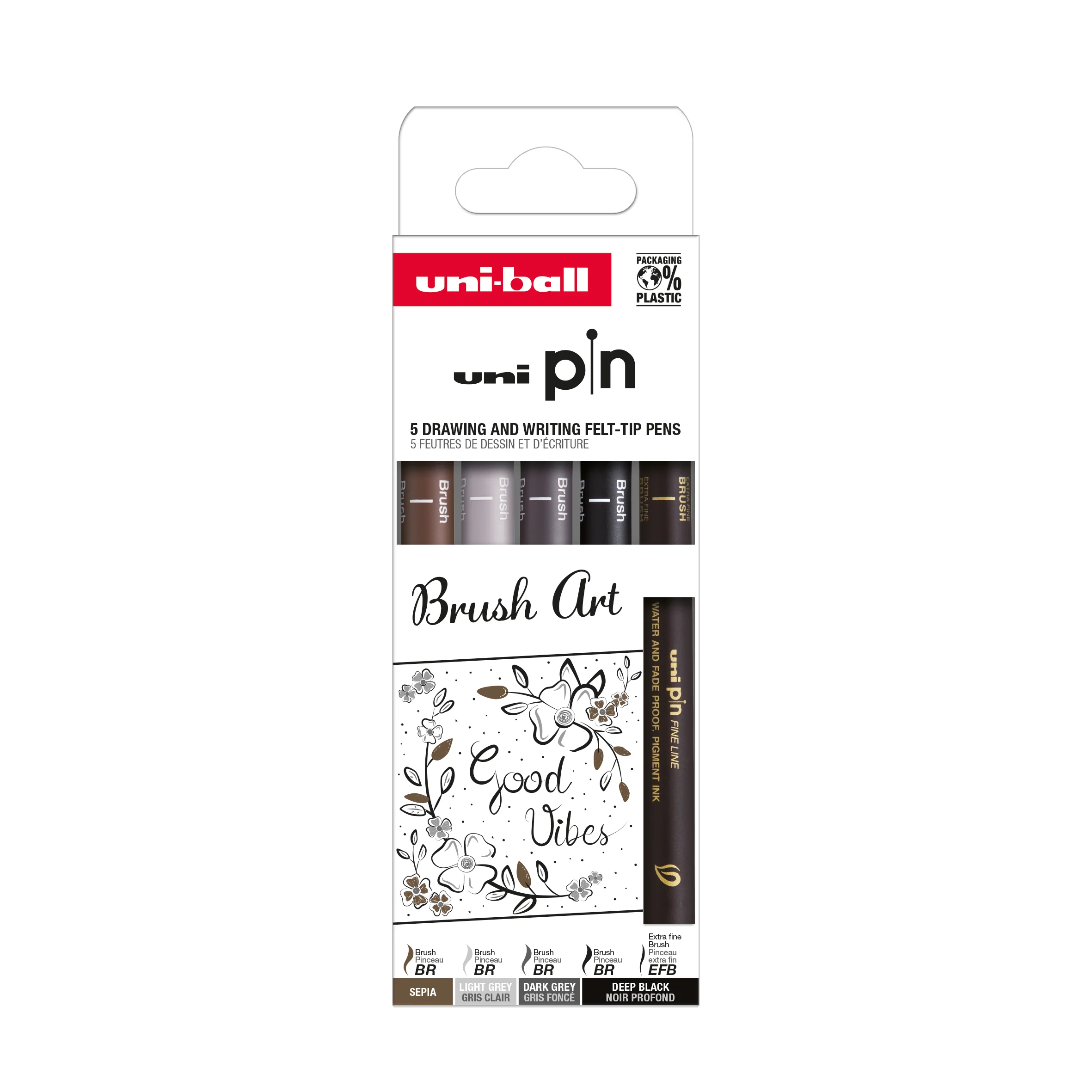 Pochette 5 feutres Tech Uni-Pin Brush Art