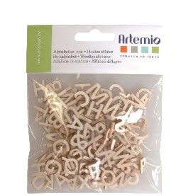 Alphabet en bois - Hauteur de 1,5 cm - Sachet de 162 pièces