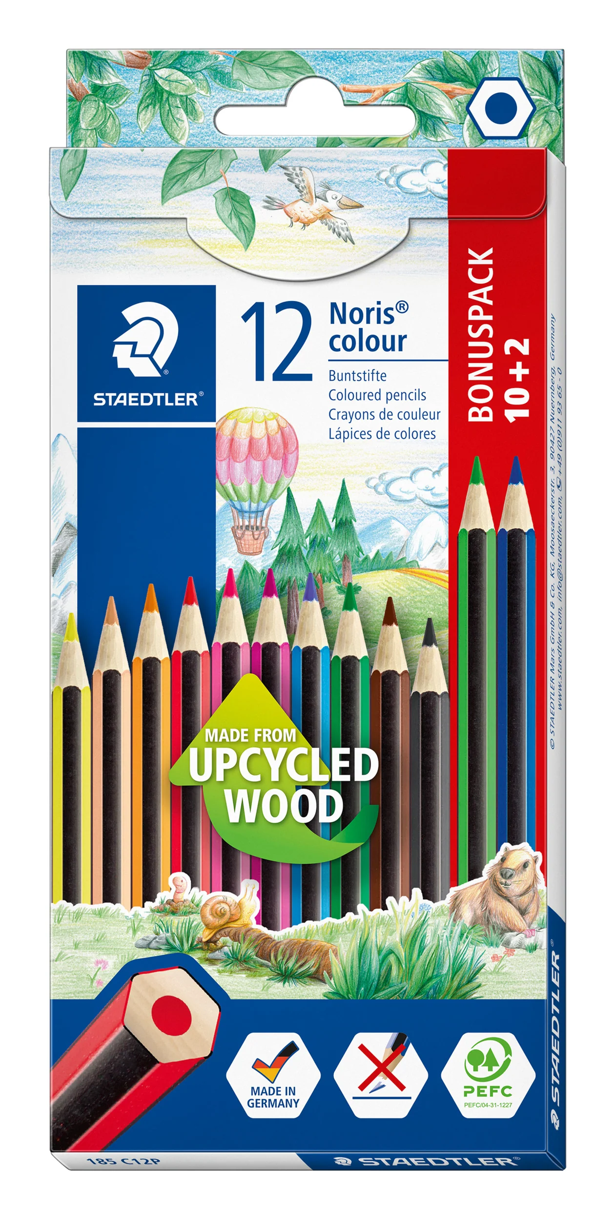 Crayons de couleur Noris colour 185 10+2 offerts