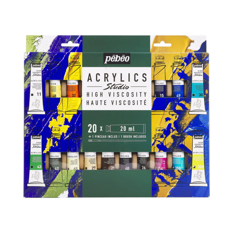 Etui Acrylics Studio 20 x 20ml + pinceau