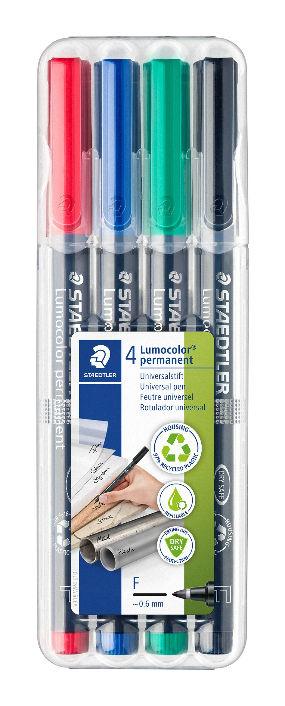 Etui Box 4 feutres Lumocolor permanent Fine