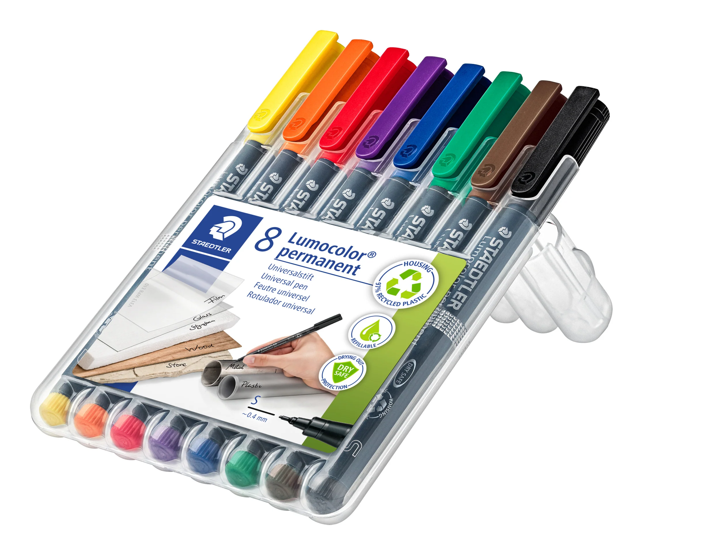Etui box 8 feutres Lumocolor permanent Superfine - Image 2