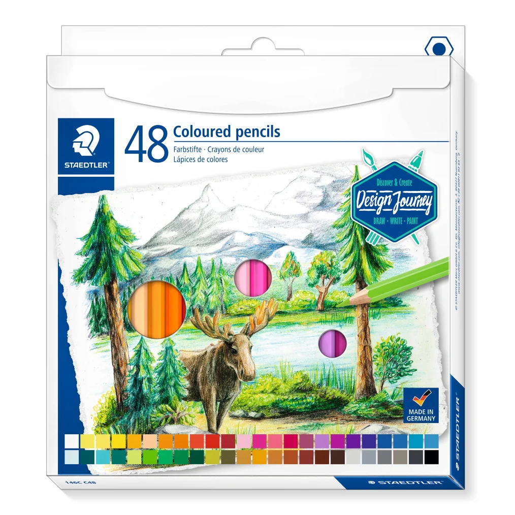 Etui carton de 48 crayons de couleurs Design Journey