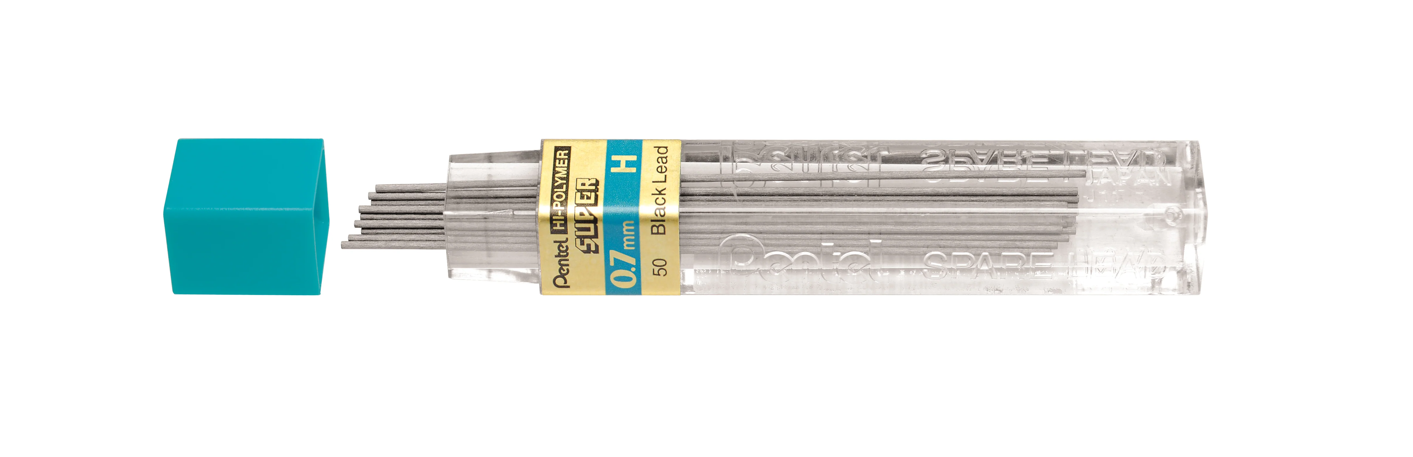 Etui de 12 mines graphite Hi-polymer SUPER diamètre 0,7 mm. H