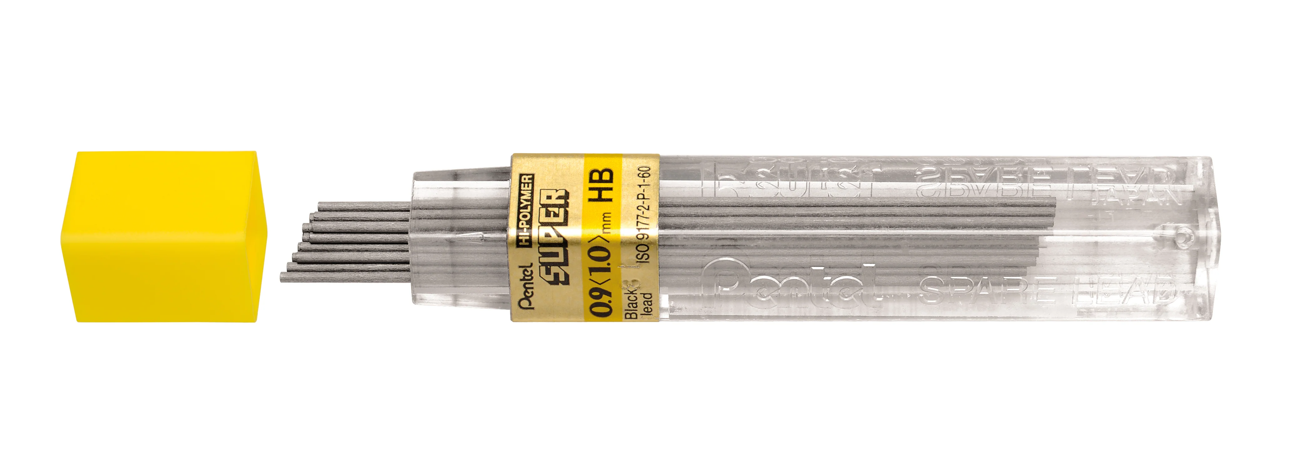 Etui de 12 mines graphite Hi-polymer SUPER diamètre 0,9 mm. HB