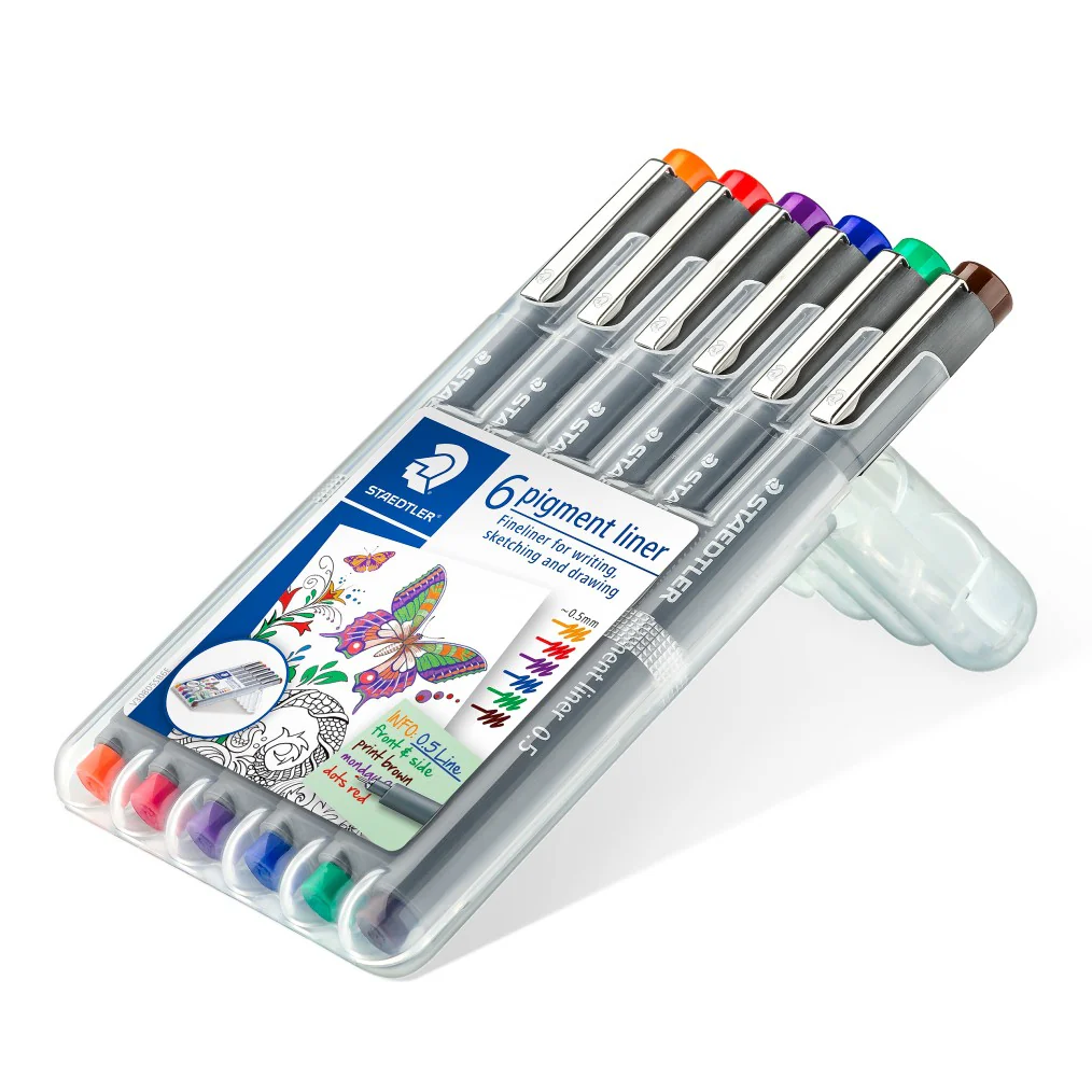 Feutres calibrés Pigment liner pochette 6 couleurs assorties - Image 4