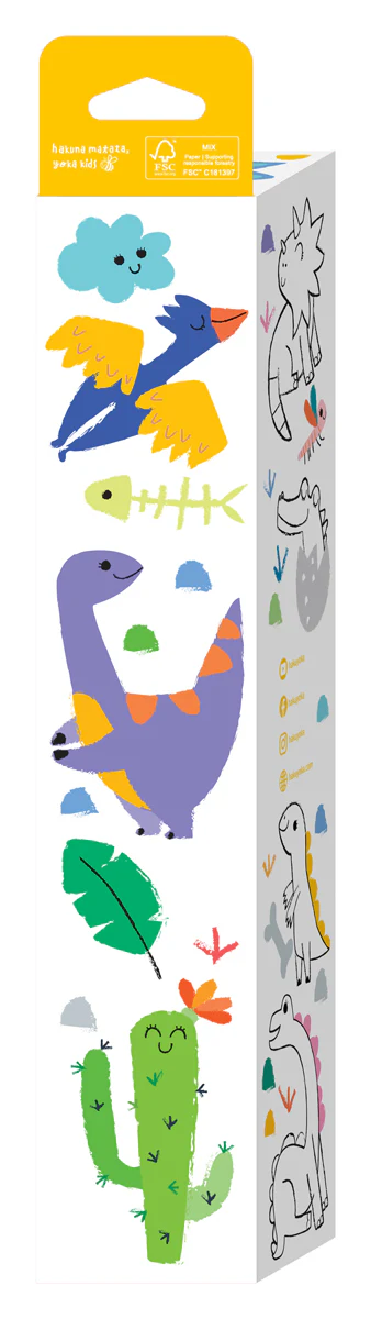 Kit de rouleau de couleur Haku Yoka "Monde des Dinos"+ accessoires 30 x 300 cm - Image 2