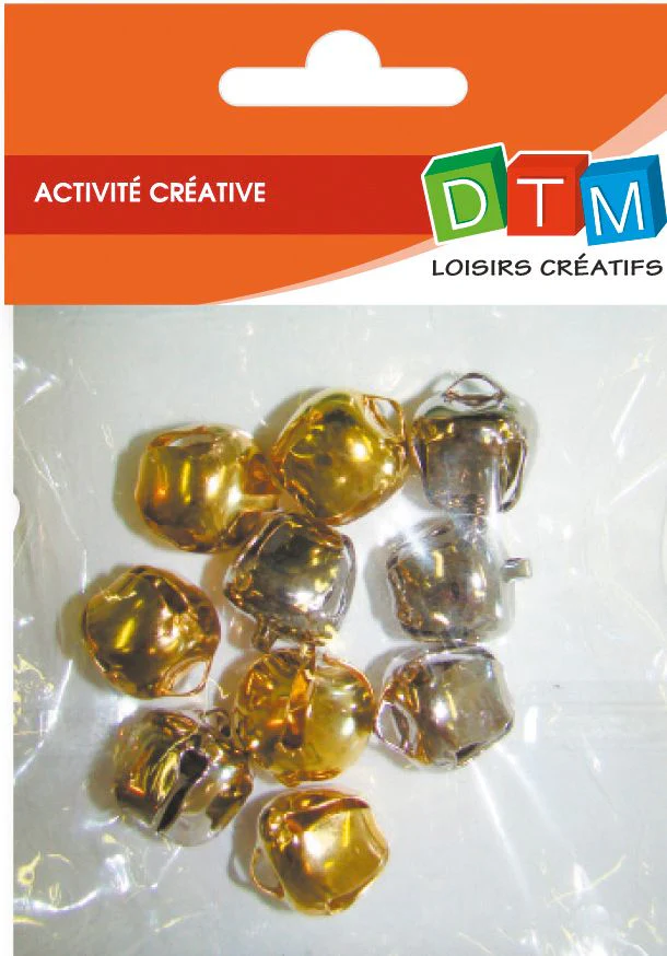 Lots de 10 grelots or/argent