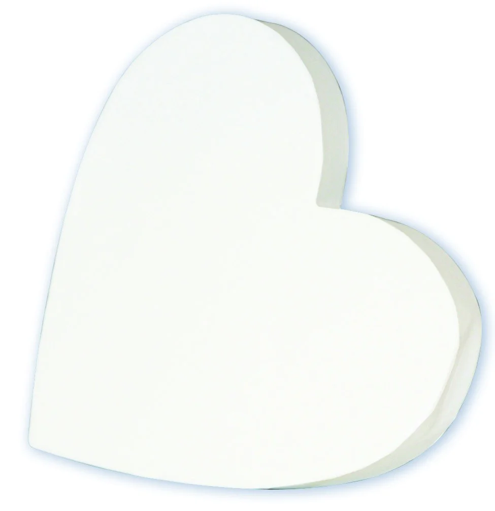 Papier maché blanc déco Cœur plein 1,5 x 12 x 12cm