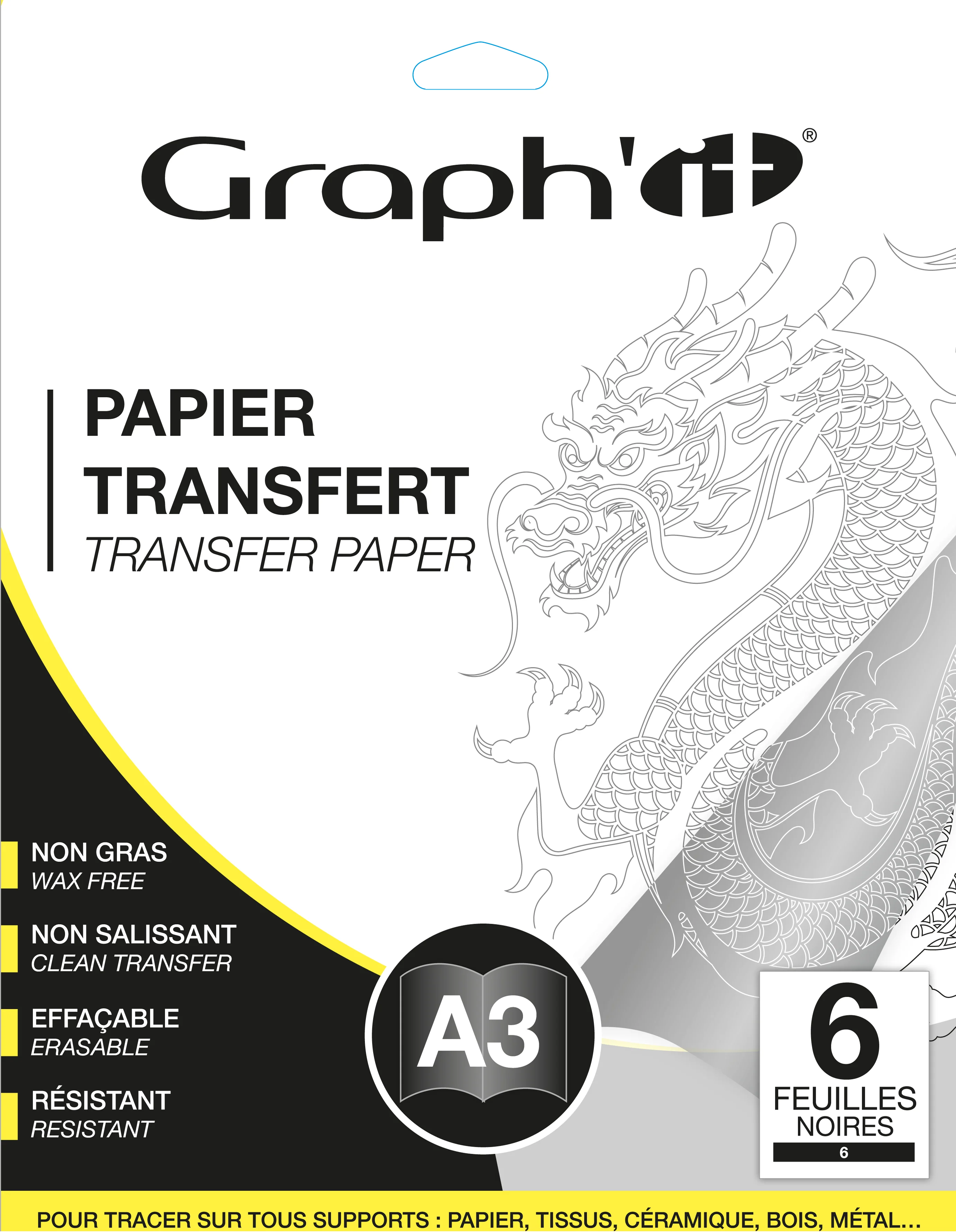Papier transfert Graph'it - Pochette 6 feuilles A3 noires