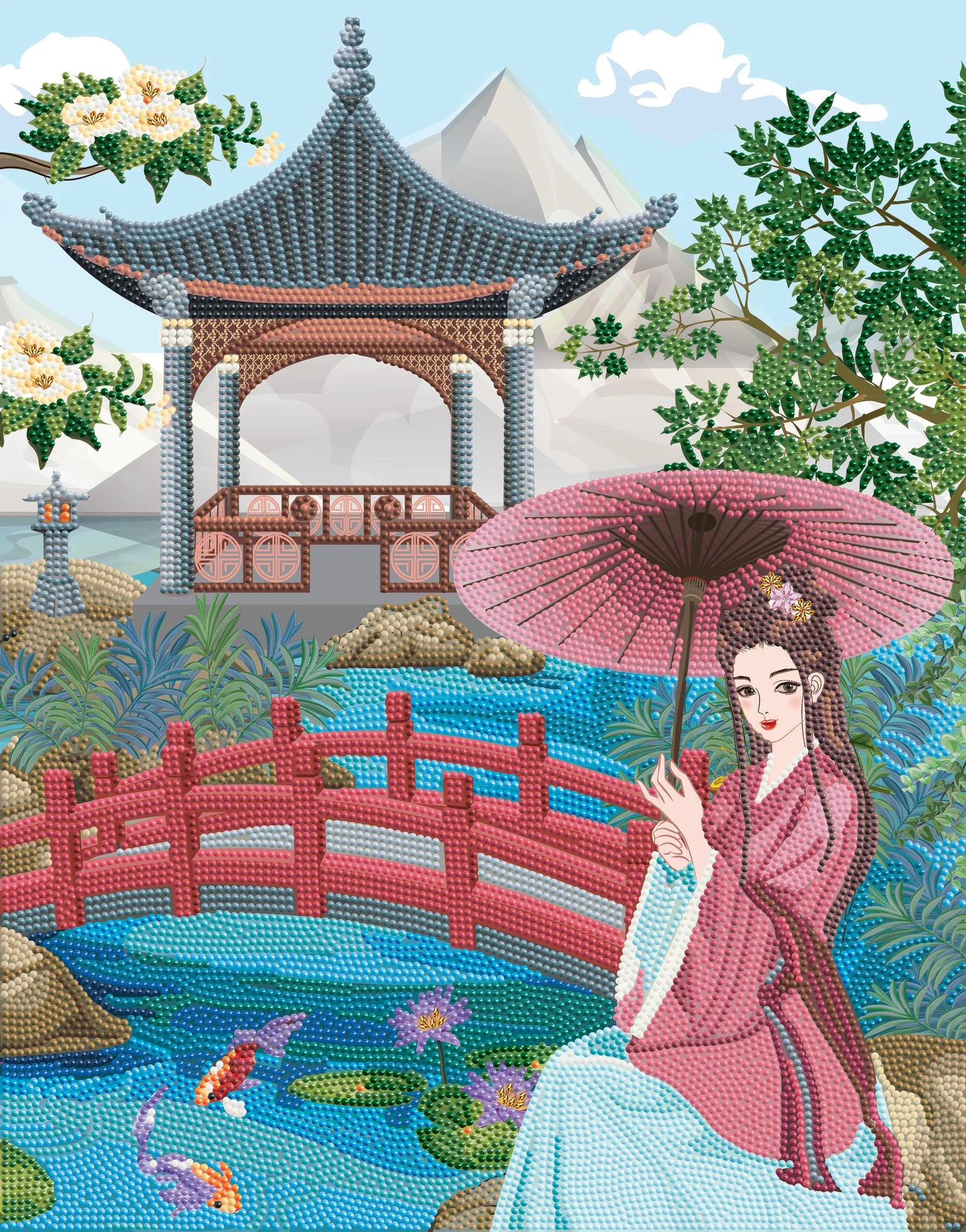 Poster à diamanter 34 X 45 cm évasion Asie - Crystal art kit - Image 2