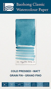Rouleau de papier aquarelle Baohong Classic – 100 % coton – Grain fin (Cold Press) 300 g/m² – 1,15 × 10 m