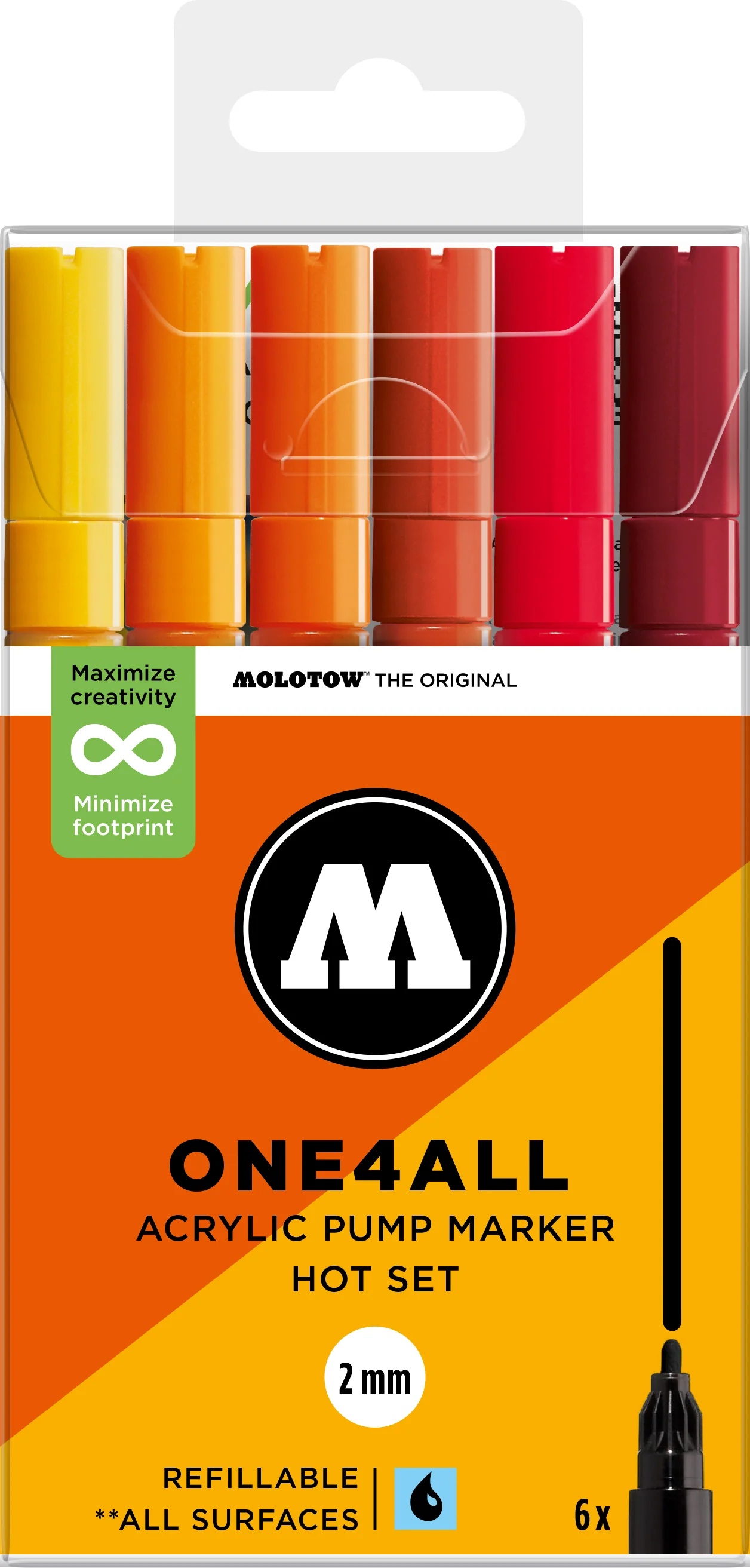 Set de 6 marqueurs Molotow 127HS couleurs chaudes