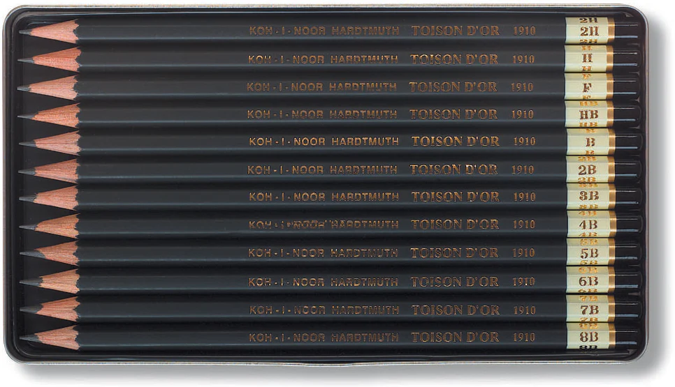 Set de 12 crayons graphite K1900 Toison d'Or de 8B Ă 2H - Koh I Noor Hardtmuth - Image 2