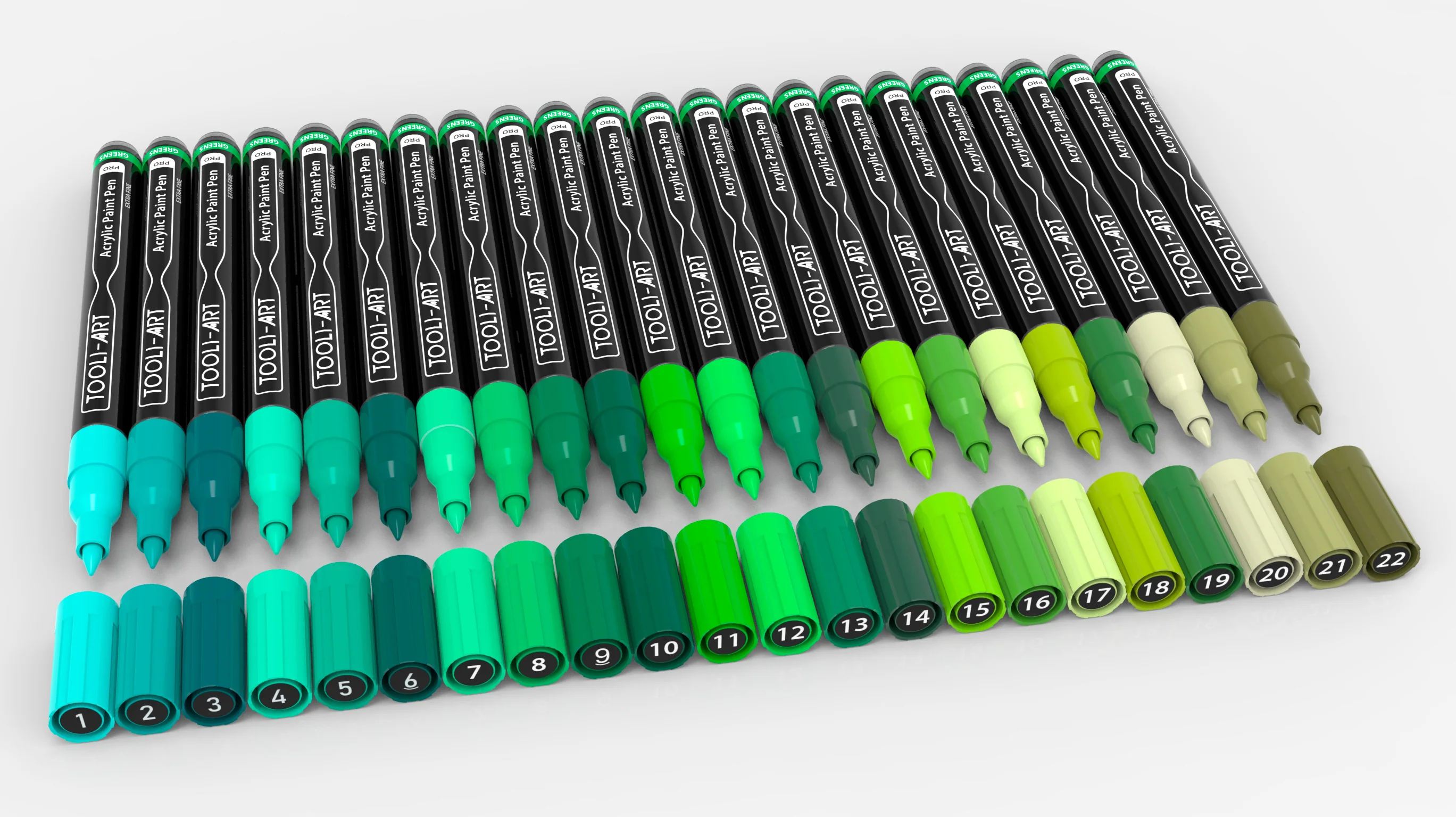 Set de 22 marqueurs acrylique Tooli-Art 0,7 mm - Vert - Image 2
