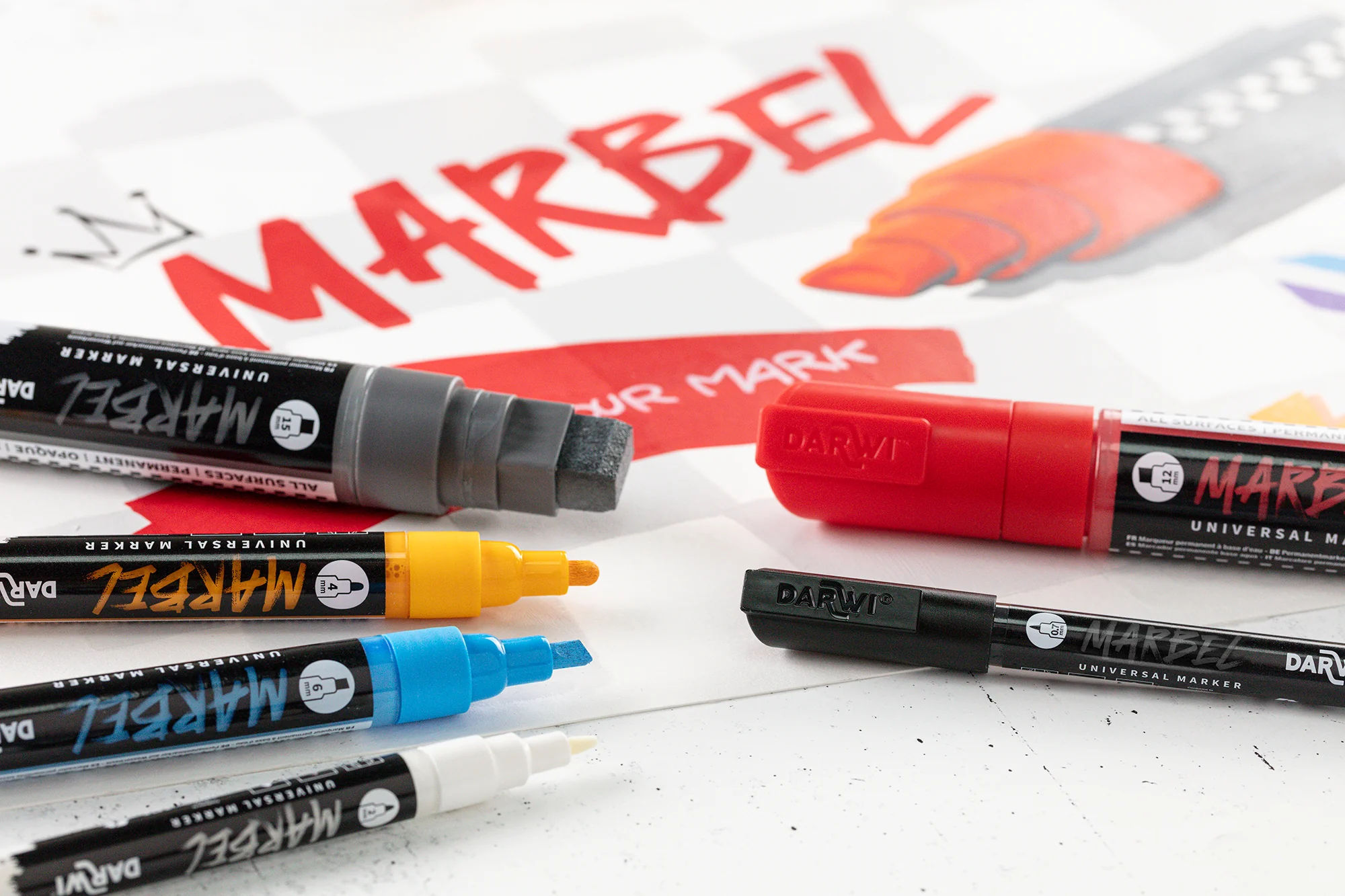 Set de 6 marqueurs Marbel pointe médium 4 mm - assortiment fluo - Image 4