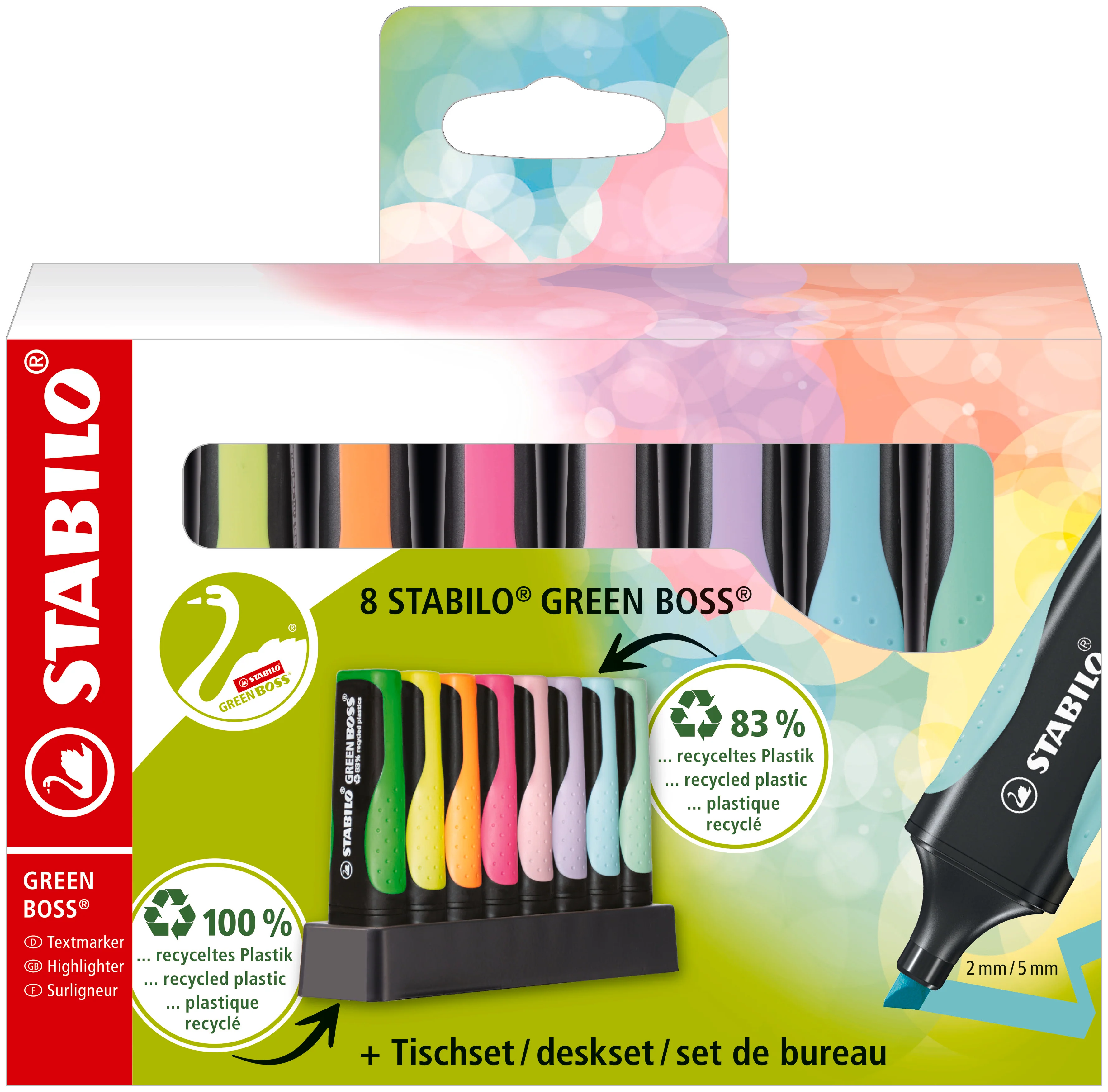 Set de 8 surligneurs Stabilo GREEN BOSS