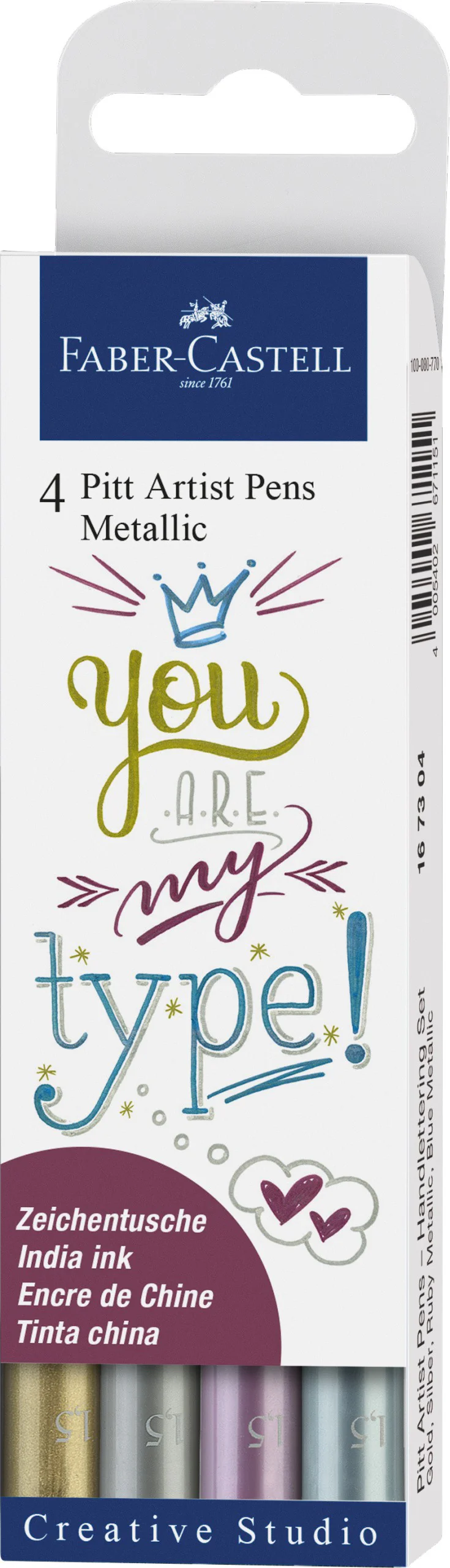 Pochette de 6 Feutres Pitt Handlettering Métallisé