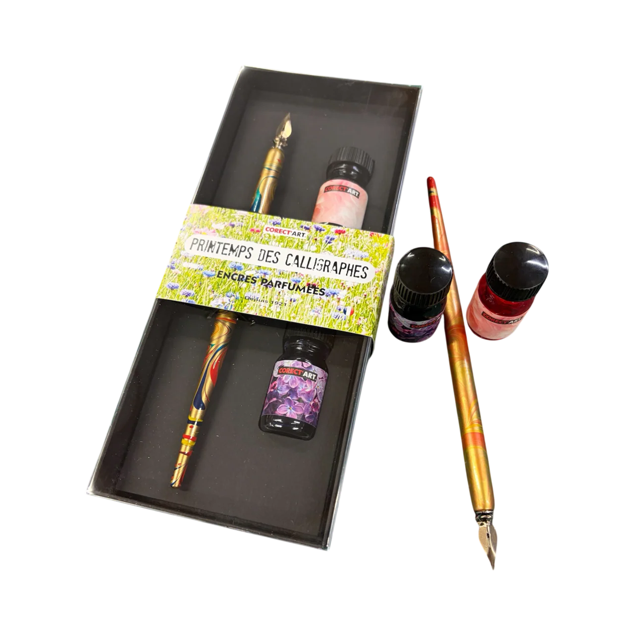 Set "Printemps des Calligraphies" avec Porte-plume, plume & encres parfumées - Corect'Art - Image 2