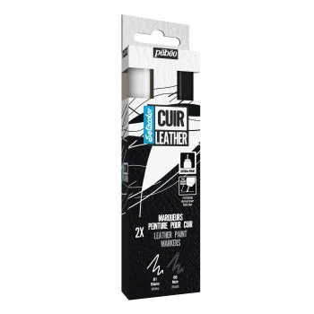 Setacolor cuir marqueur pointe extra-fine - Set de 2 (noir et blanc)